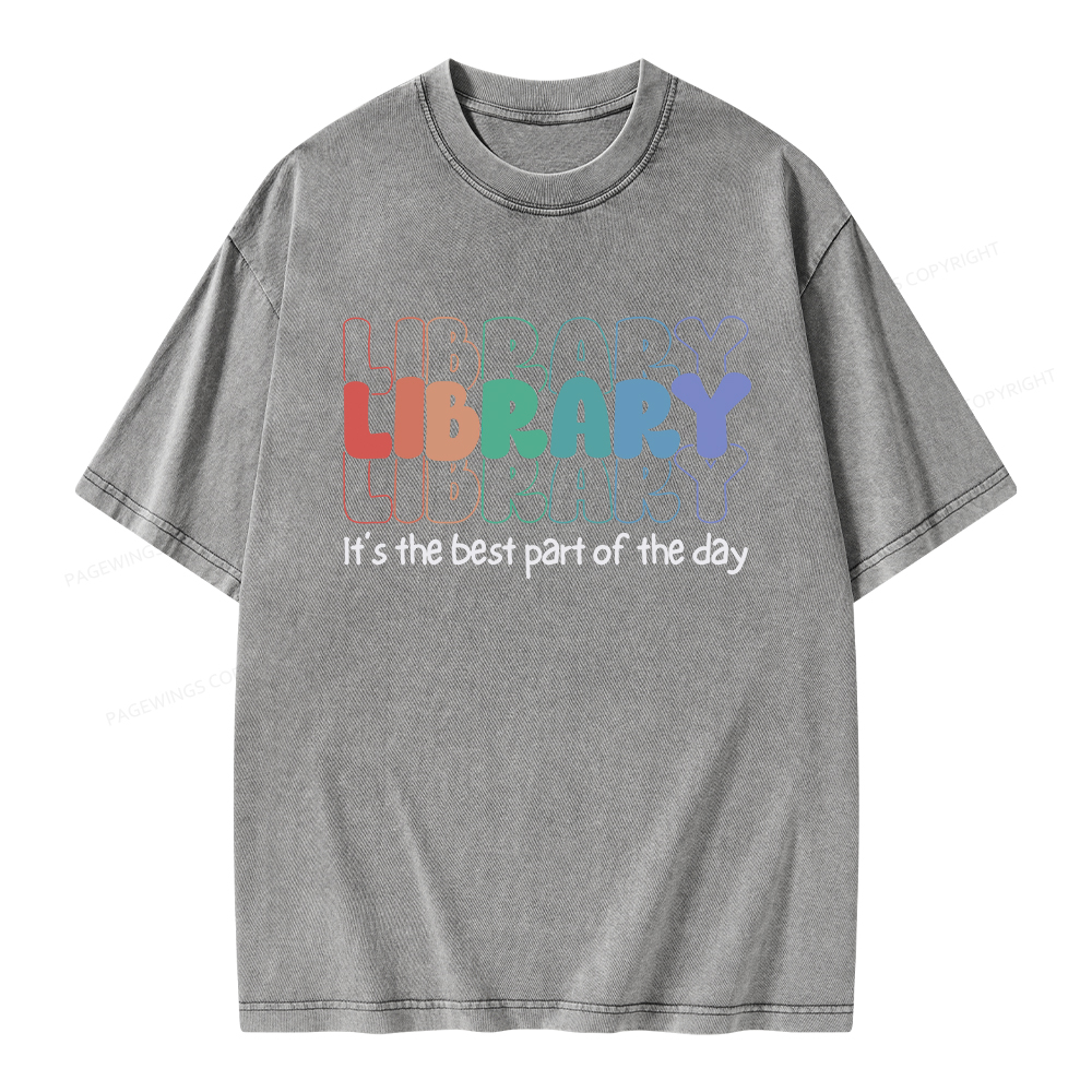 Pagewings School Librarian Shirt, Library Shirt Unisex Washed T-shirt