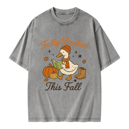 Pagewings Fully Booked This Fall Unisex Washed T-shirt