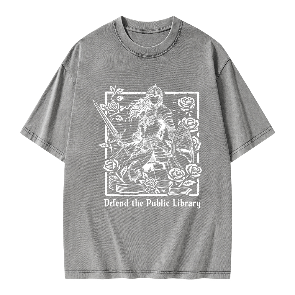 Pagewings Defend The Public Library Unisex Washed T-shirt