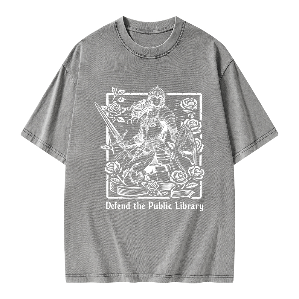Pagewings Defend The Public Library Unisex Washed T-shirt