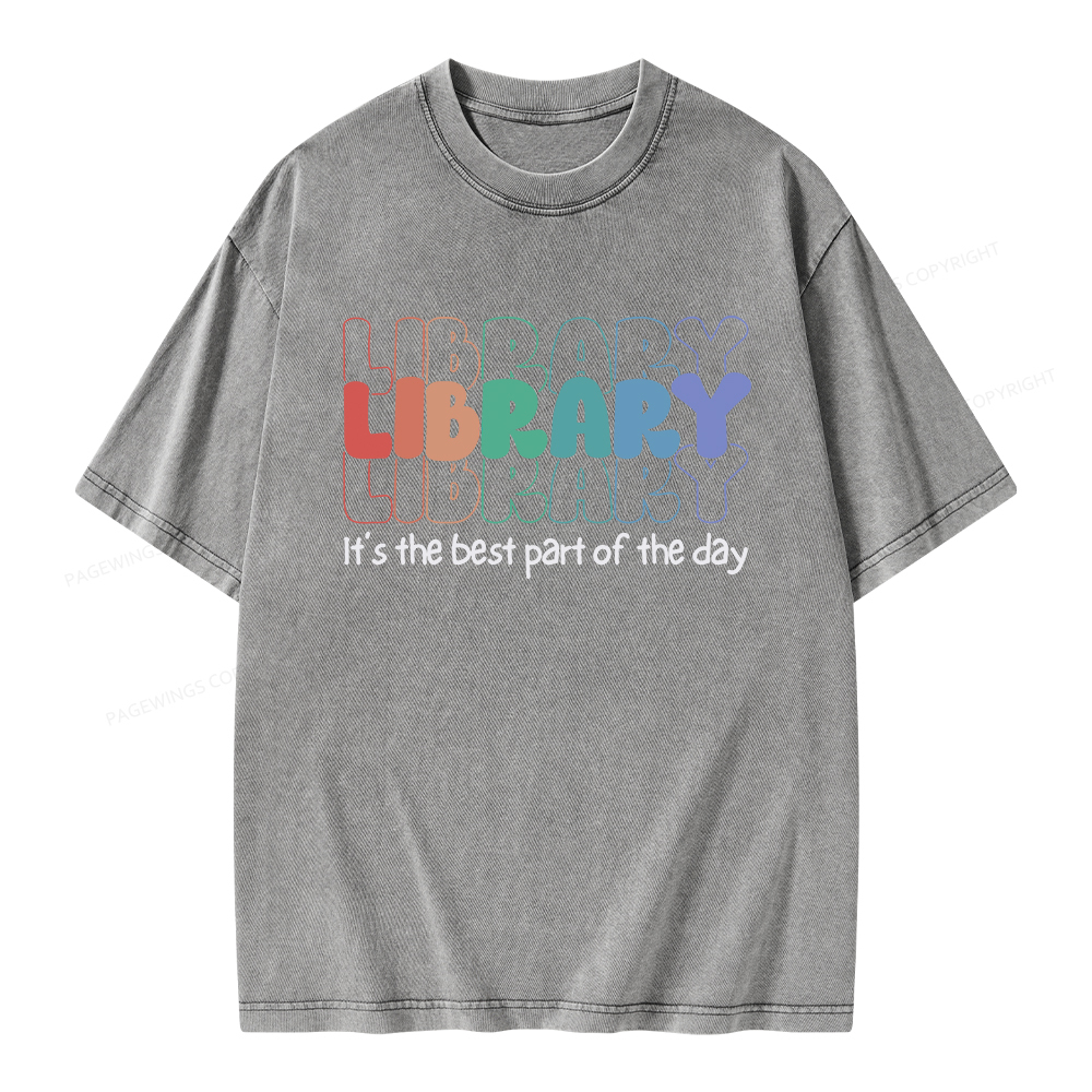 Pagewings School Librarian Shirt, Library Shirt Unisex Washed T-shirt