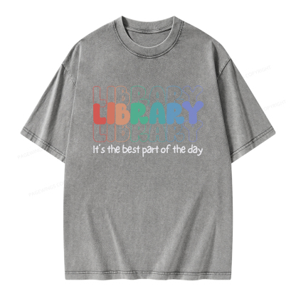 Pagewings School Librarian Shirt, Library Shirt Unisex Washed T-shirt