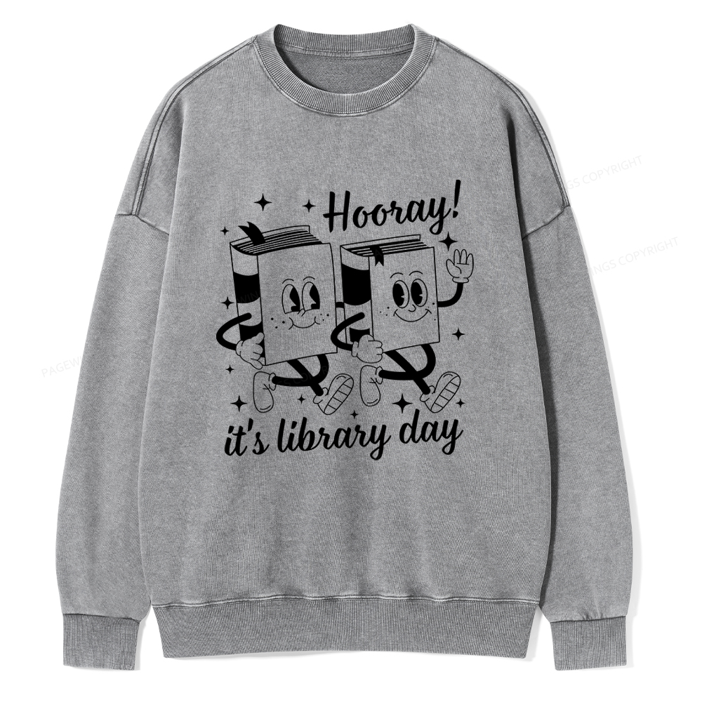 Pagewings School Librarian Shirt, Library Shirt Unisex Washed Sweatshirt