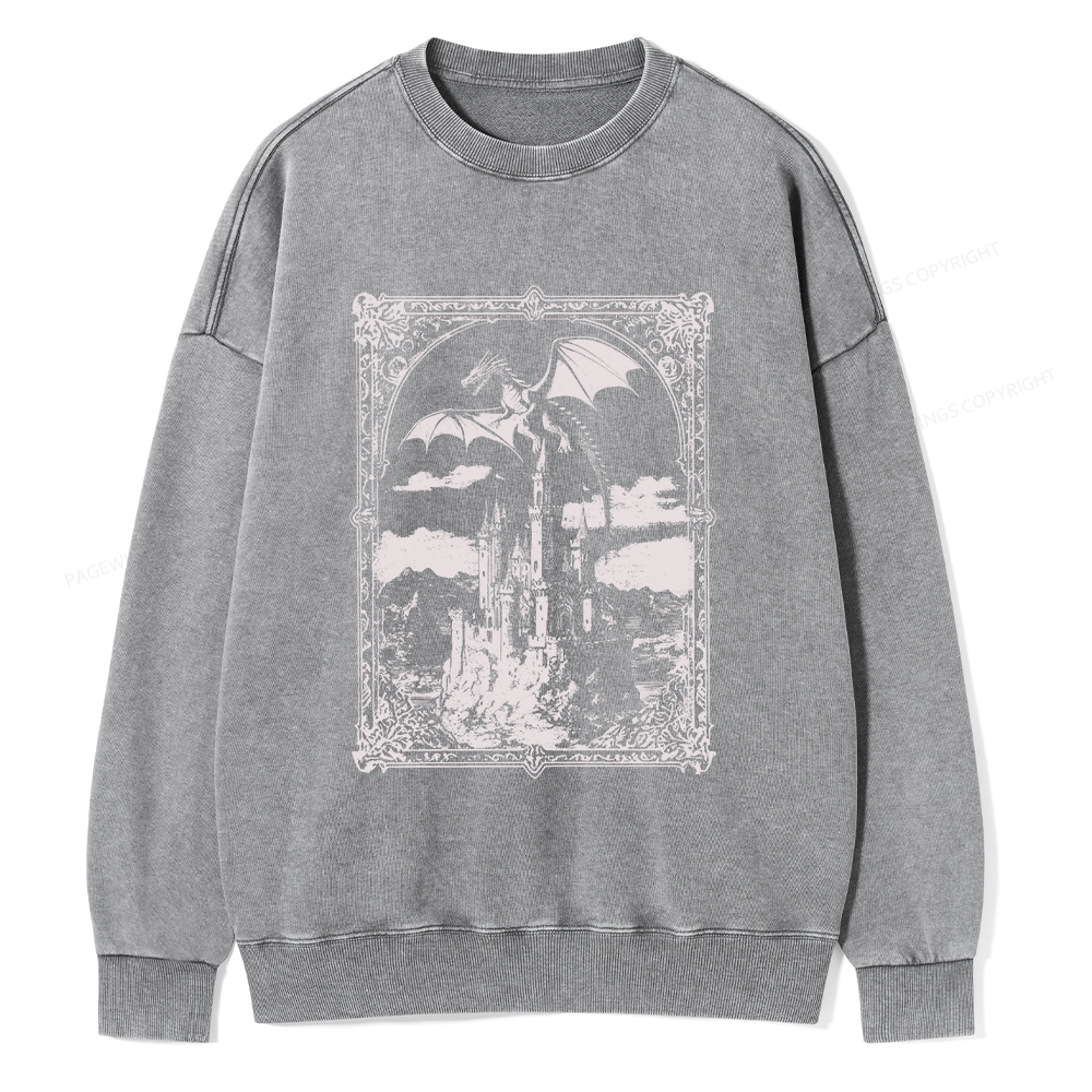 Pagewings Vintage Dragon Unisex Washed Sweatshirt