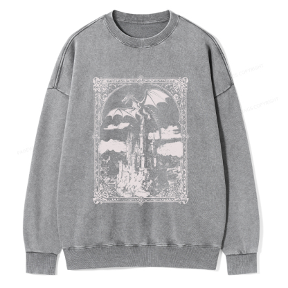 Pagewings Vintage Dragon Unisex Washed Sweatshirt