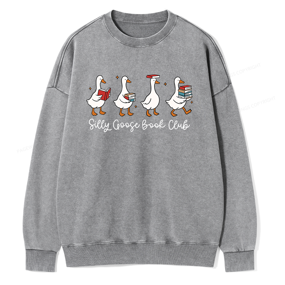 Pagewings Silly Goose Book Club Unisex Washed Sweatshirt