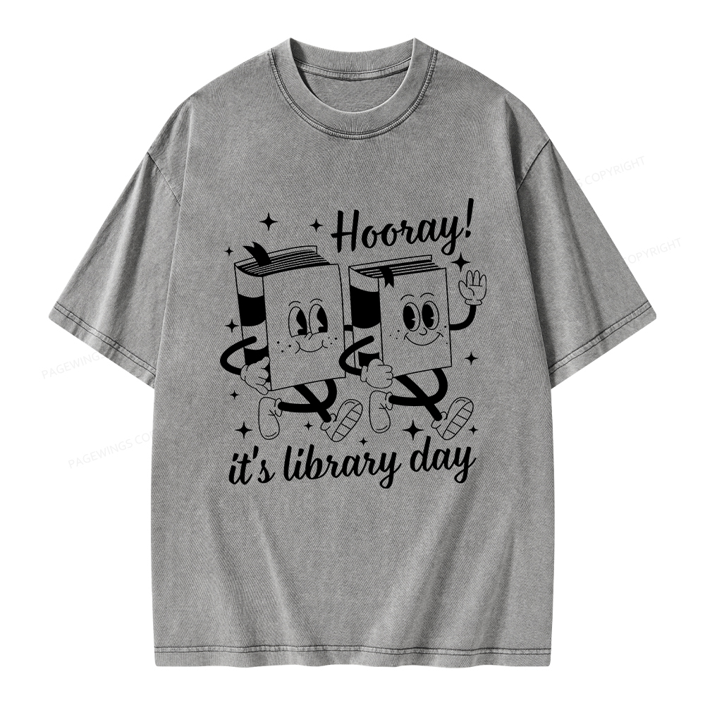 Pagewings School Librarian Shirt, Library Shirt Unisex Washed T-shirt