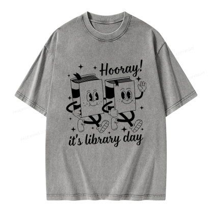 Pagewings School Librarian Shirt, Library Shirt Unisex Washed T-shirt