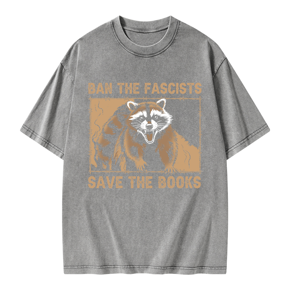 Pagewings Ban The Fascists Save The Books Unisex Washed T-shirt