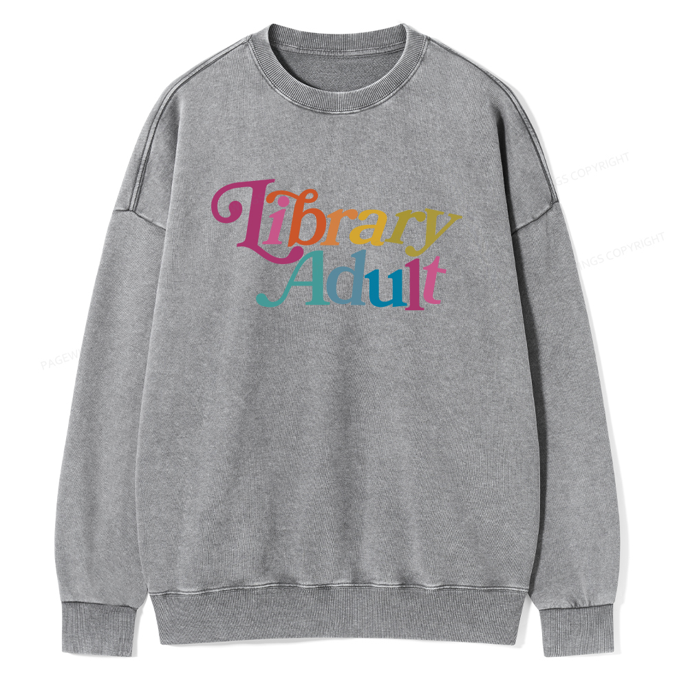 Pagewings Library Adult, Library Kid Unisex Washed Sweatshirt