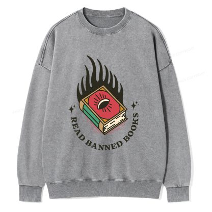 Pagewings Read Banned Books Unisex Washed Sweatshirt