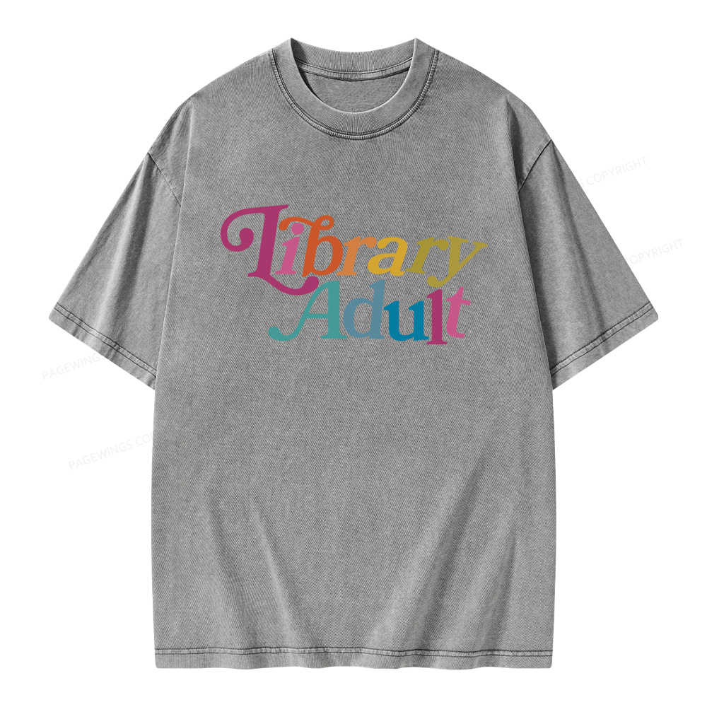 Pagewings Library Adult, Library Kid Unisex Washed T-shirt