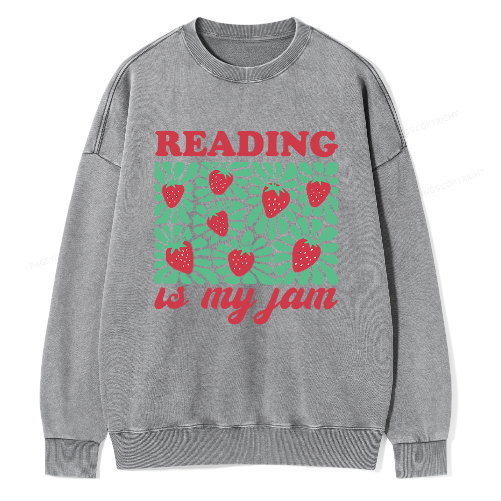 Pagewings Reading Is My Jam Unisex Washed Sweatshirt