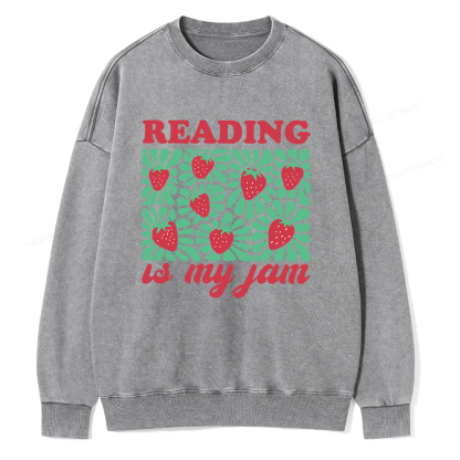 Pagewings Reading Is My Jam Unisex Washed Sweatshirt