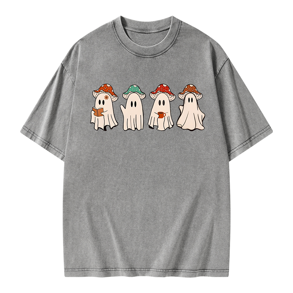 Pagewings Ghostly Bookworm Unisex Washed T-shirt