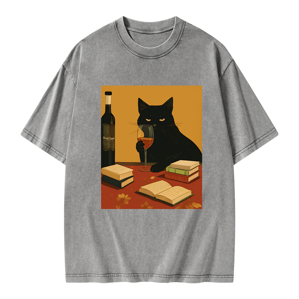 Pagewings Easily Distracted By Wine And Books Unisex Washed T-shirt
