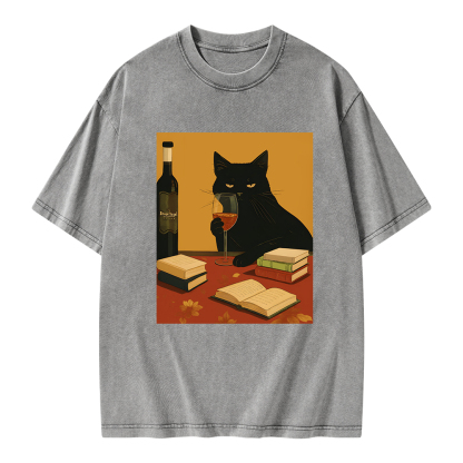 Pagewings Easily Distracted By Wine And Books Unisex Washed T-shirt
