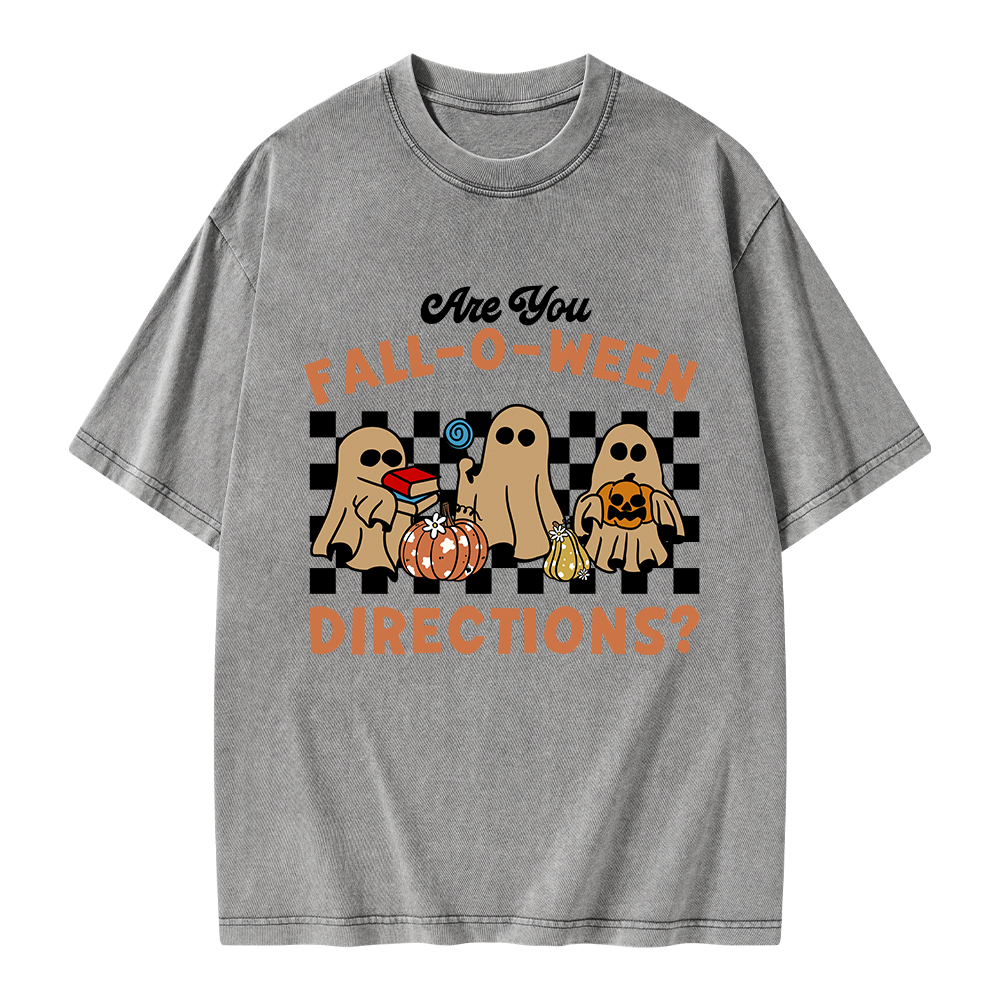 Pagewings Are You Fall-O-Ween Directions Unisex Washed T-shirt