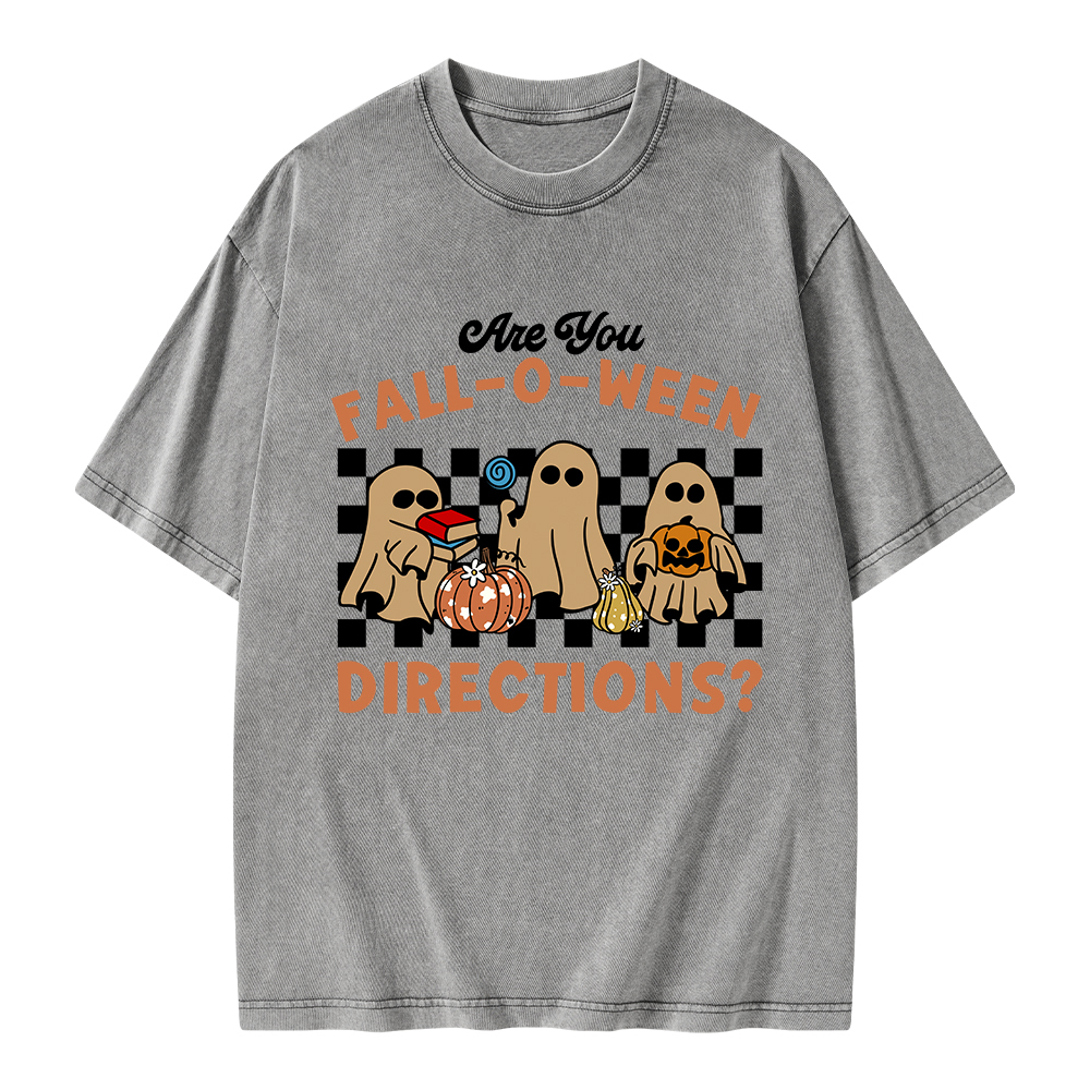 Pagewings Are You Fall-O-Ween Directions Unisex Washed T-shirt