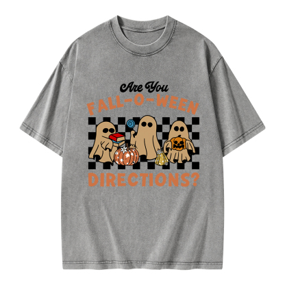 Pagewings Are You Fall-O-Ween Directions Unisex Washed T-shirt