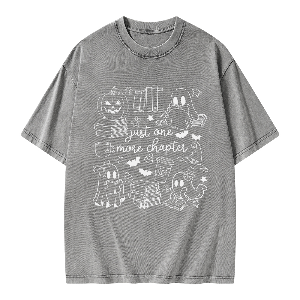 Pagewings Just One More Chapter Ghost Books Unisex Washed T-shirt