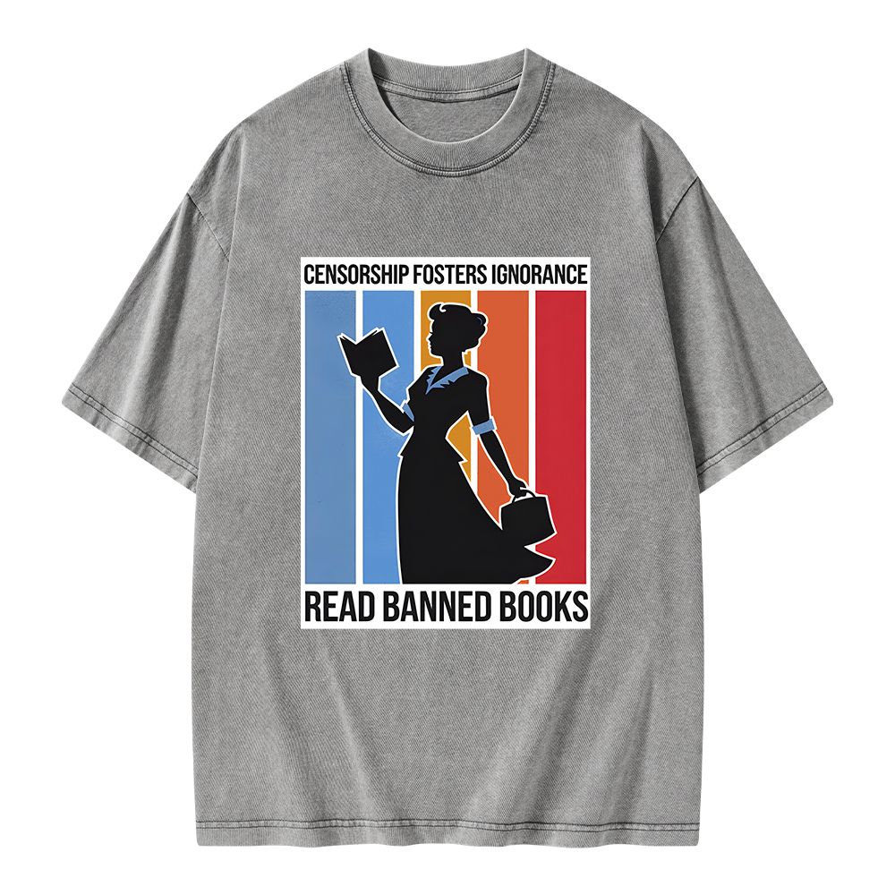 Pagewings Read Banned Books Unisex Washed T-shirt