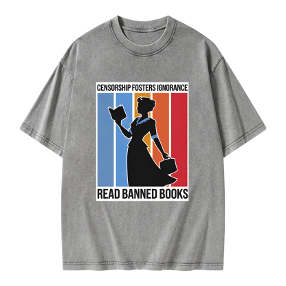 Pagewings Read Banned Books Unisex Washed T-shirt