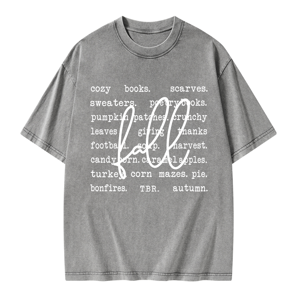 Pagewings Fall Cozy Season Book Lover Unisex Washed T-shirt