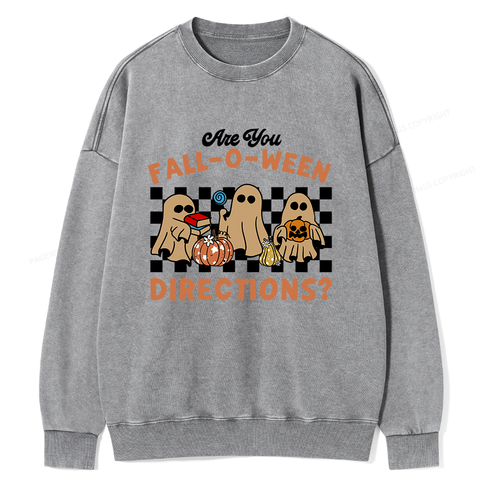Pagewings Are You Fall-O-Ween Directions Unisex Washed Sweatshirt