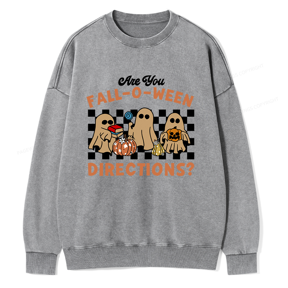 Pagewings Are You Fall-O-Ween Directions Unisex Washed Sweatshirt