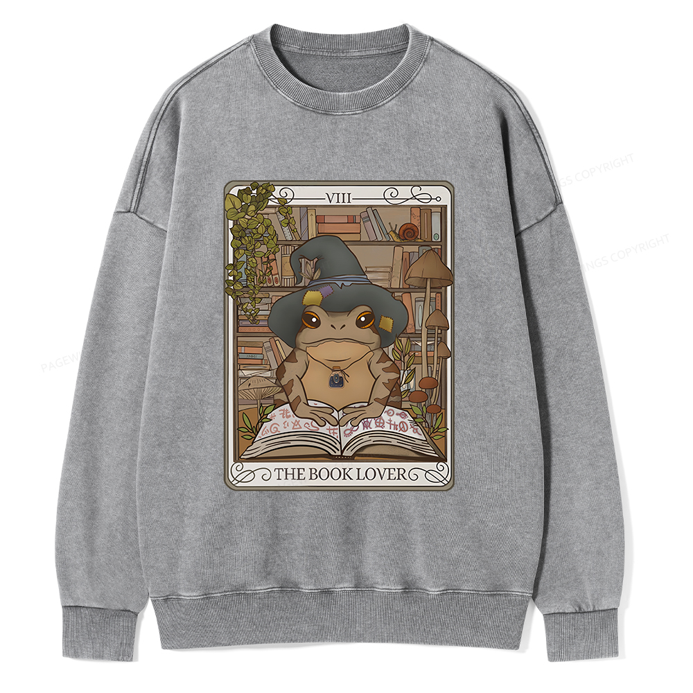 Pagewings Book Lover Frog Tarot Card Comfort Colors TShirt Unisex Washed Sweatshirt