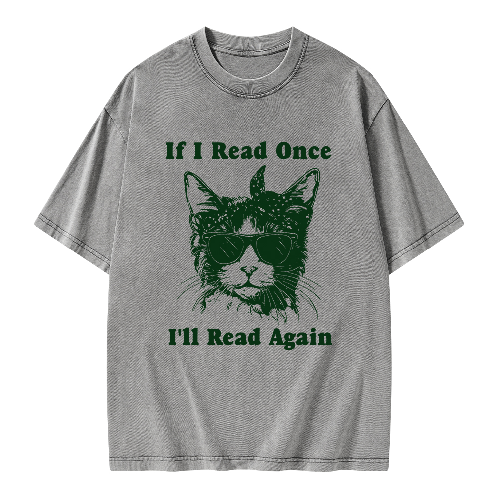 Pagewings If I Read Once I'll Read Again Unisex Washed T-shirt