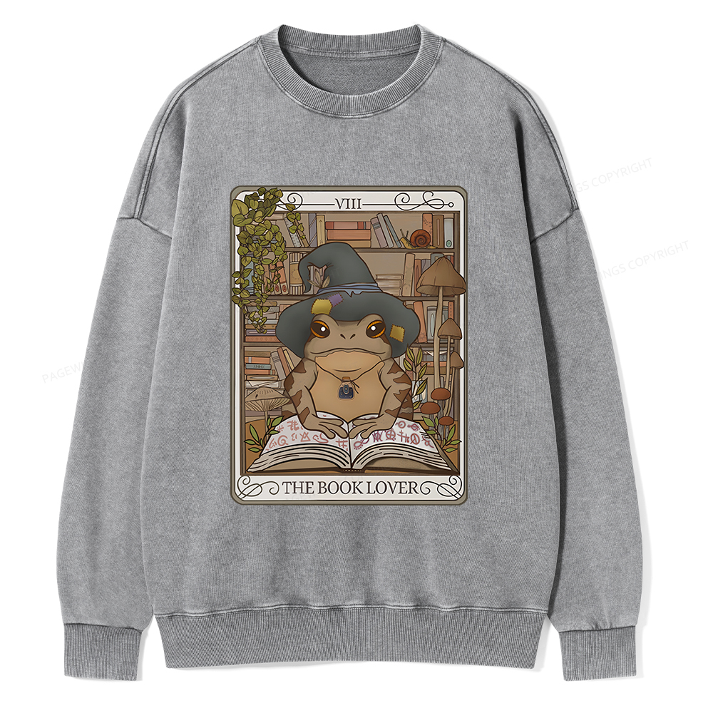 Pagewings Book Lover Frog Tarot Card Comfort Colors TShirt Unisex Washed Sweatshirt