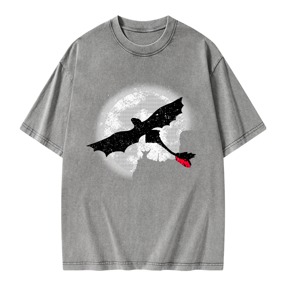 Pagewings Moonlight Dragon Rider Unisex Washed T-shirt