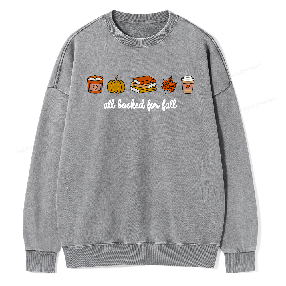 Pagewings All Booked For Fall Unisex Washed Sweatshirt