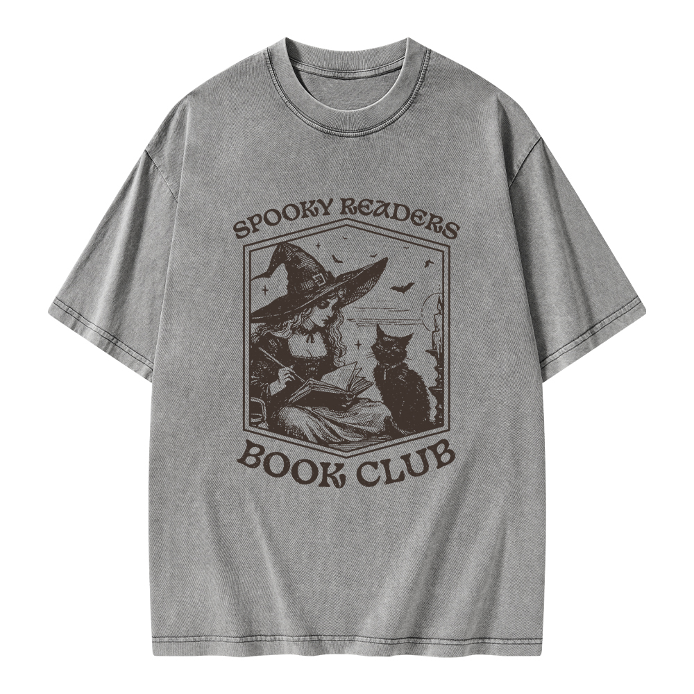 Pagewings Spooky Readers Book Club Unisex Washed T-shirt