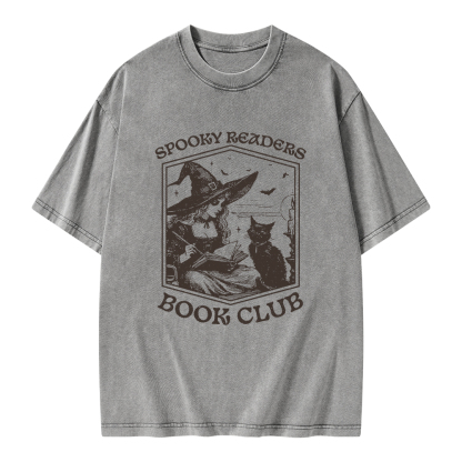 Pagewings Spooky Readers Book Club Unisex Washed T-shirt