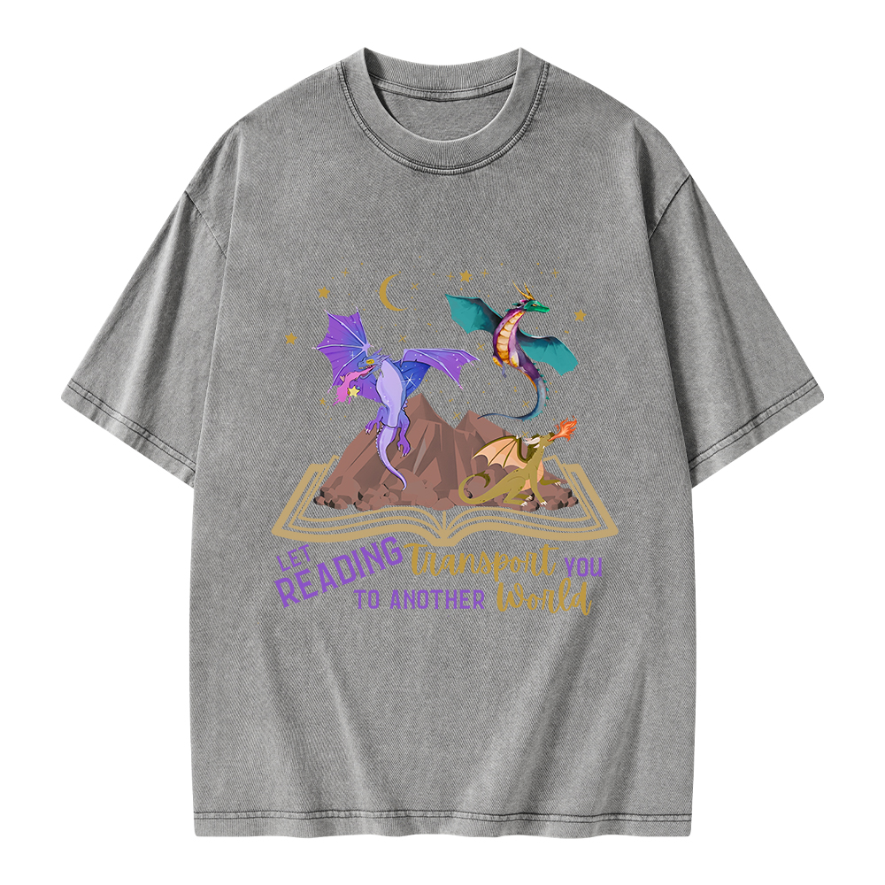 Pagewings Let Reading Transport You To Another World Unisex Washed T-shirt