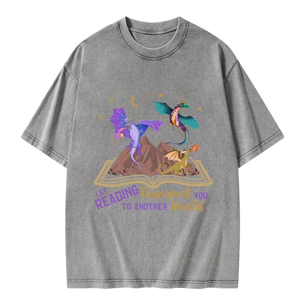 Pagewings Let Reading Transport You To Another World Unisex Washed T-shirt