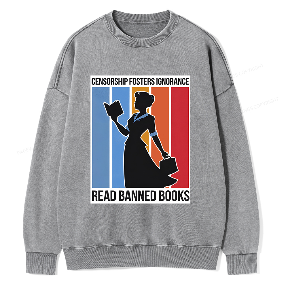 Pagewings Read Banned Books Unisex Washed Sweatshirt