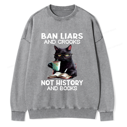 Pagewings Ban Liars And Crooks Not History And Books Unisex Washed Sweatshirt