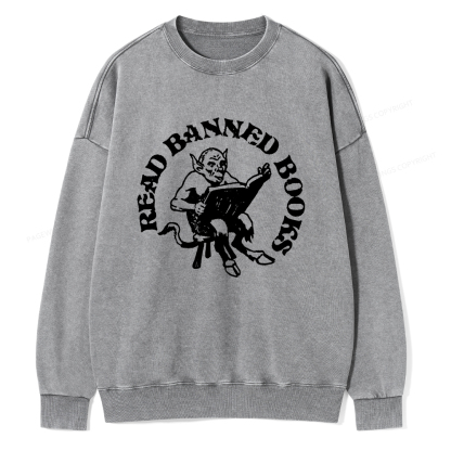 Pagewings Read Banned Books Unisex Washed Sweatshirt