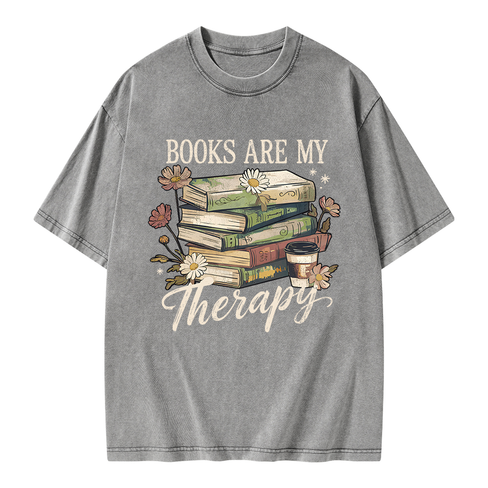 Pagewings Books Are My Therapy Unisex Washed T-shirt