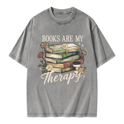 Pagewings Books Are My Therapy Unisex Washed T-shirt