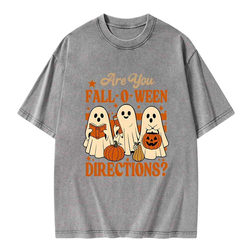 Pagewings Are You Fall O Ween Directions Unisex Washed T-shirt