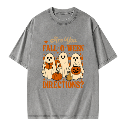 Pagewings Are You Fall O Ween Directions Unisex Washed T-shirt