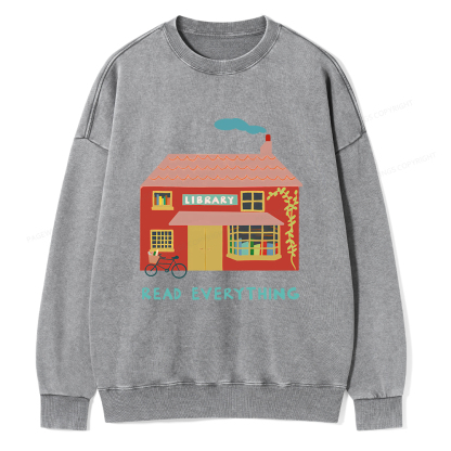 Pagewings Read Everything T-Shirt Unisex Washed Sweatshirt
