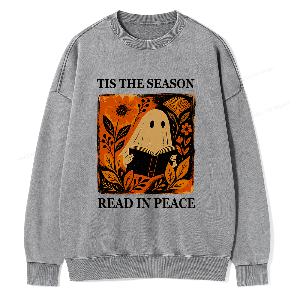 Pagewings Tis The Season Read In Peace Unisex Washed Sweatshirt