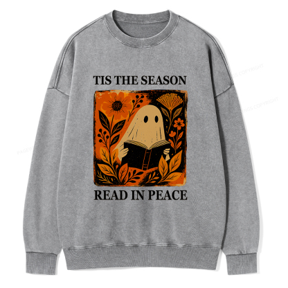 Pagewings Tis The Season Read In Peace Unisex Washed Sweatshirt
