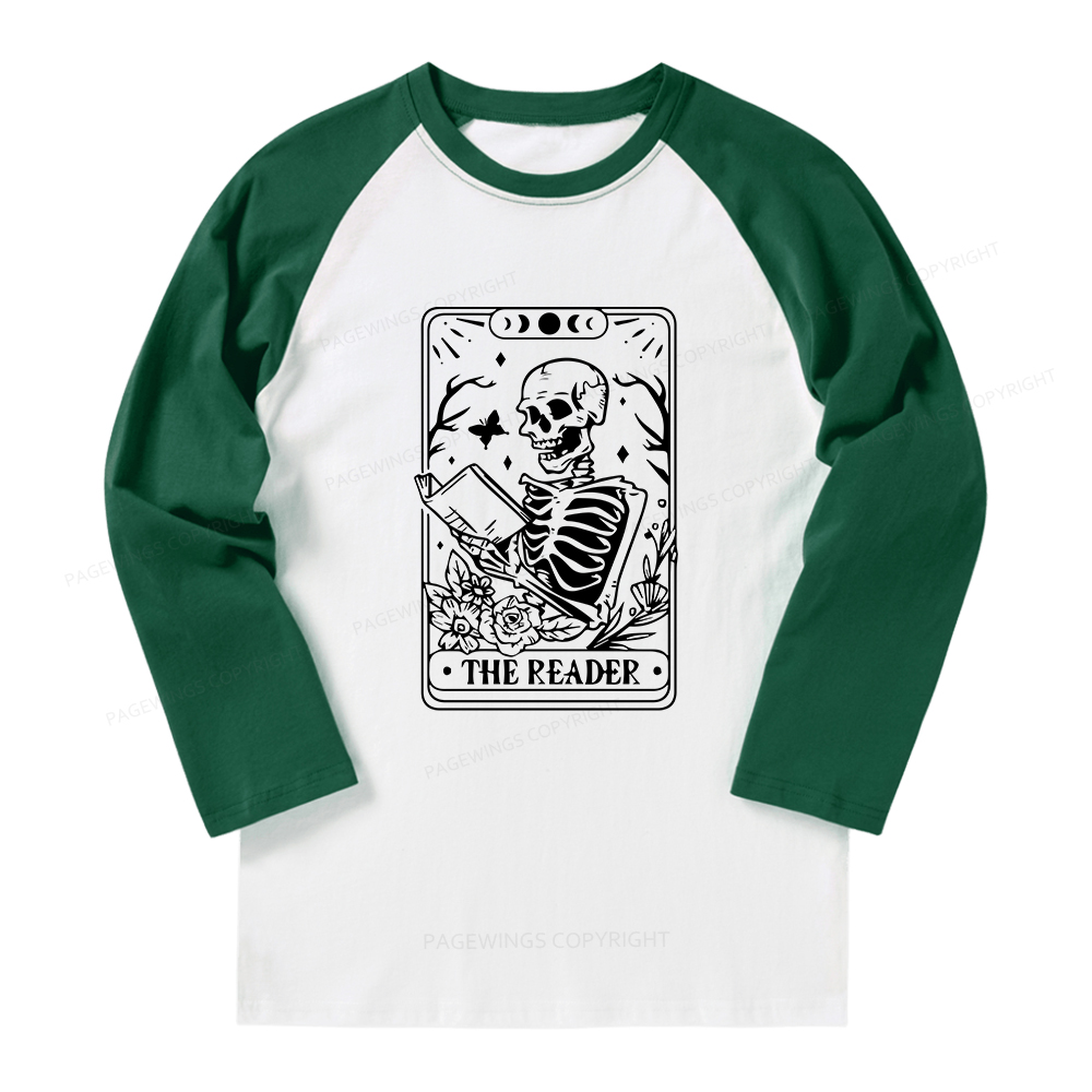 Pagewings Halloween The Reader Tarot Card Long Sleeve Raglan T-shirt